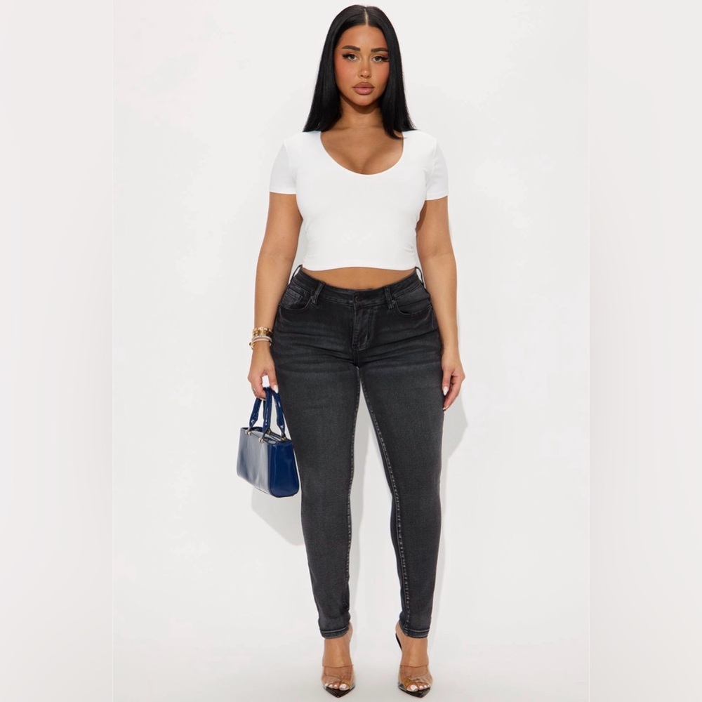 She's An Icon Curvy Stretch Skinny Jeans - Black Wash Size 7